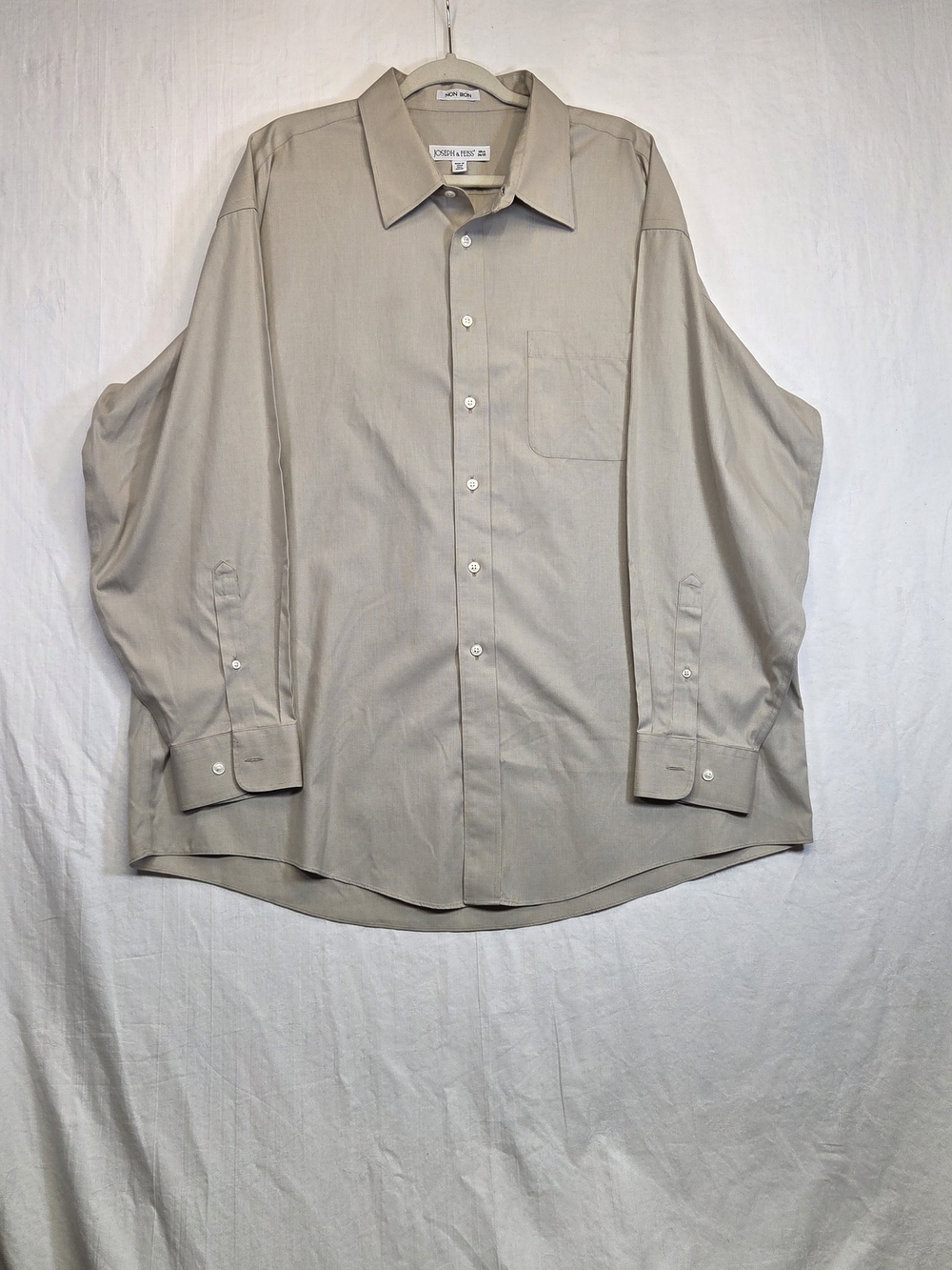 Joseph & Feiss Light Beige Long-Sleeve Dress Shirt. Size 18.5 #0277